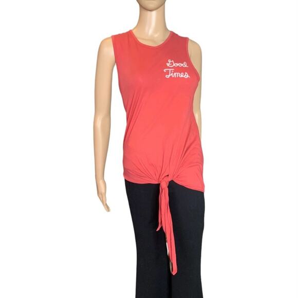 JUNK FOOD DISNEY Women’s Size XS Good Times Red Tie Front T Shirt Embroidered - Picture 1 of 15